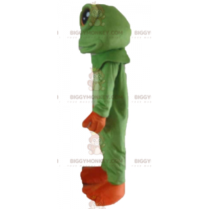 Costume de mascotte BIGGYMONKEY™ de grenouille verte et orange