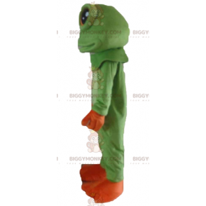 Very Realistic Green and Orange Frog BIGGYMONKEY™ Mascot