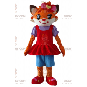 BIGGYMONKEY™ Costume mascotte gatto arancione e volpe bianca