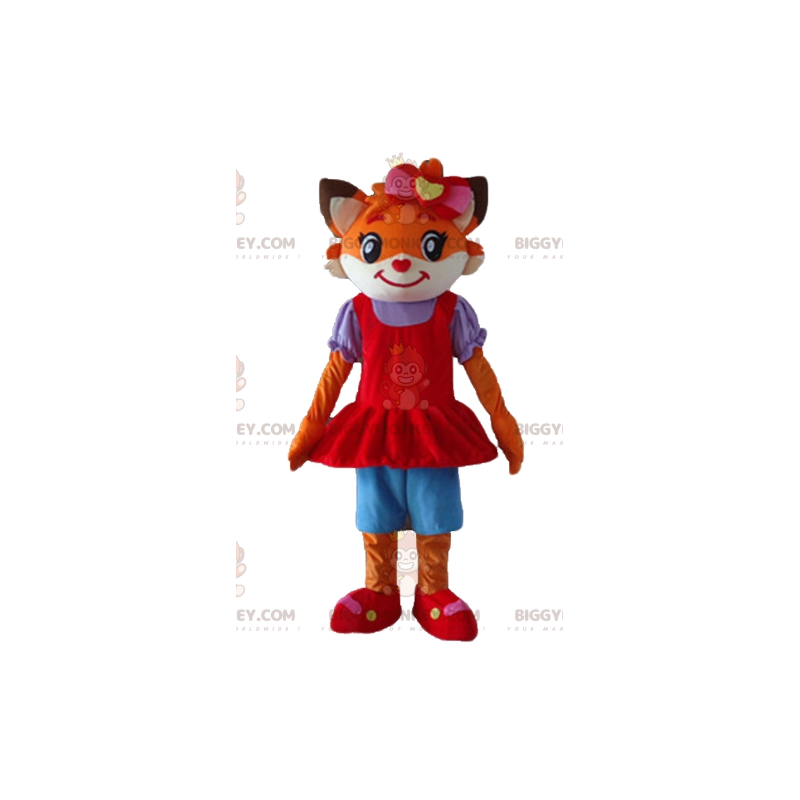 BIGGYMONKEY™ Costume mascotte gatto arancione e volpe bianca