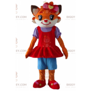 BIGGYMONKEY™ Costume mascotte gatto arancione e volpe bianca