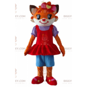 Fantasia de mascote de gato laranja e raposa branca