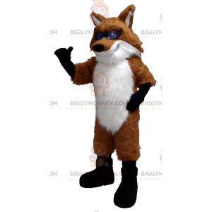 Costume de mascotte BIGGYMONKEY™ de renard orange blanc et noir