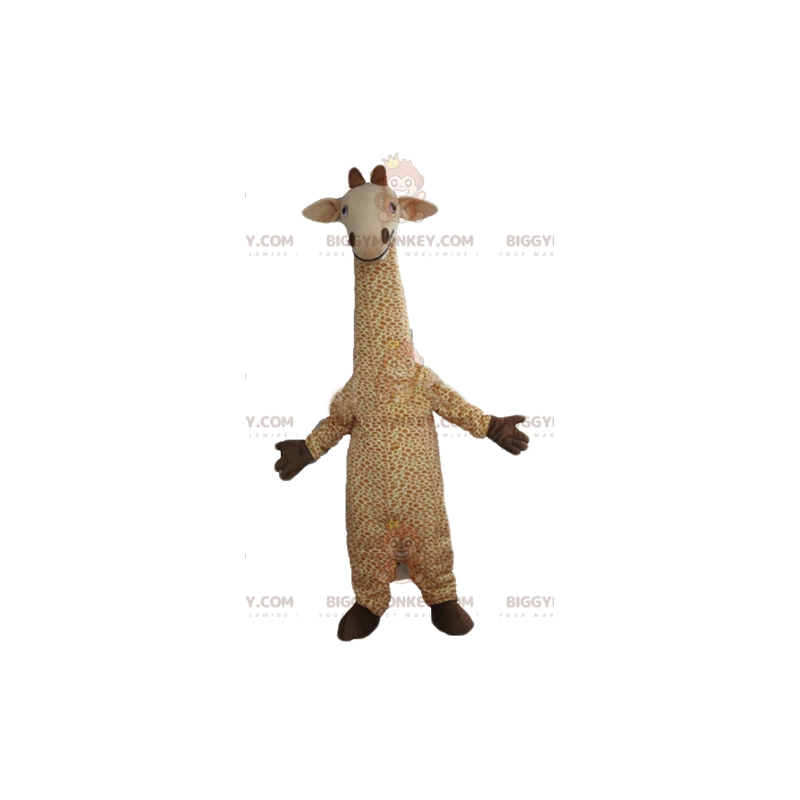 BIGGYMONKEY™ Traje de mascote de girafa manchado grande bege e