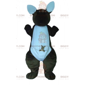 Brun och vit känguru med baby BIGGYMONKEY™ maskotdräkt -
