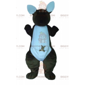 Canguro marrone e bianco con costume mascotte BIGGYMONKEY™ -