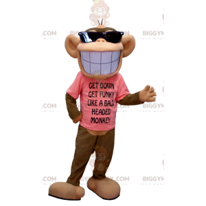 Brown and Tan Monkey BIGGYMONKEY™ mascottekostuum met een grote