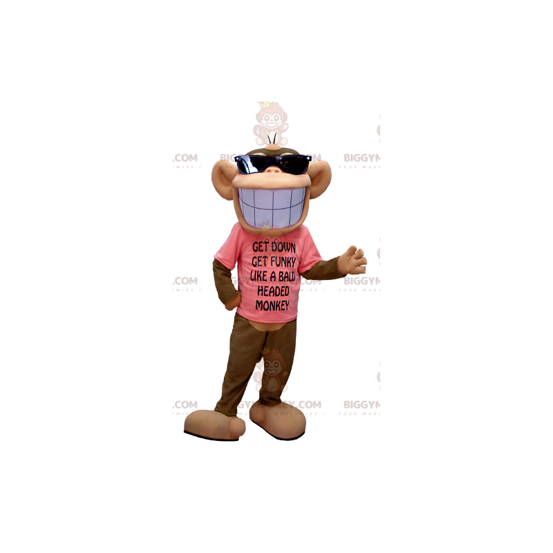 Brown and Tan Monkey BIGGYMONKEY™ Mascot Costume with a Big