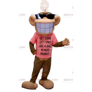 Brown and Tan Monkey BIGGYMONKEY™ mascottekostuum met een grote
