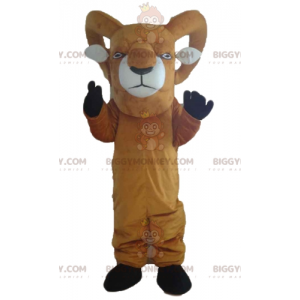 BIGGYMONKEY™ Costume da mascotte di capra gigante marrone e