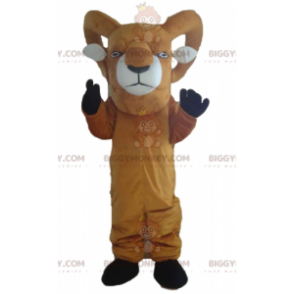 Traje de mascote BIGGYMONKEY™ de cabra gigante marrom e branca