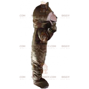Disfraz de mascota BIGGYMONKEY™ de oso rosa y marrón gigante