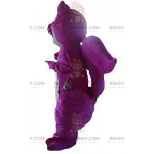 Fantasia de mascote gigante colorida de esquilo roxo e cinza