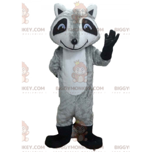 Traje de mascote BIGGYMONKEY™ Guaxinim tricolor com olhos azuis