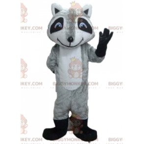 Traje de mascote BIGGYMONKEY™ Guaxinim tricolor com olhos azuis