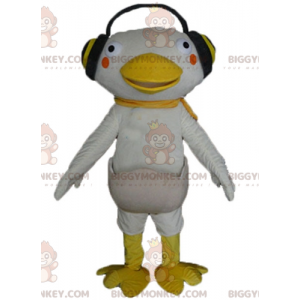 Traje de mascote BIGGYMONKEY™ de pato branco e amarelo com