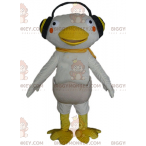 Weißes und gelbes Enten-BIGGYMONKEY™-Maskottchen-Kostüm mit