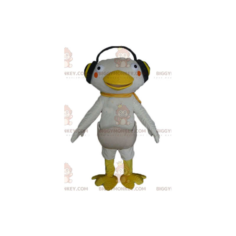 Weißes und gelbes Enten-BIGGYMONKEY™-Maskottchen-Kostüm mit