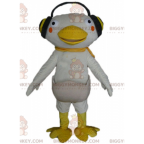 Traje de mascote BIGGYMONKEY™ de pato branco e amarelo com