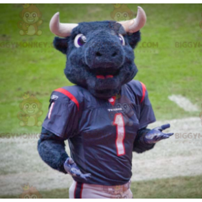 BIGGYMONKEY™ Mascot Costume Black Buffalo In American Football