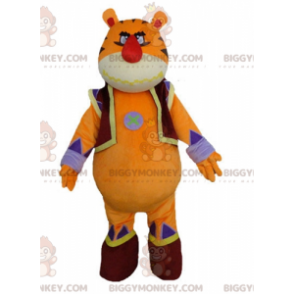 Costume de mascotte BIGGYMONKEY™ de tigre orange jaune et bleu