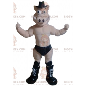 BIGGYMONKEY™ Naked Boar Pig Mascot Costume With Black Briefs –