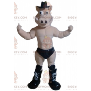 BIGGYMONKEY™ Naked Boar Pig Mascot Costume With Black Briefs -