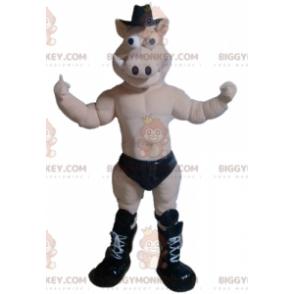 Kostium maskotka naga świnia dzika BIGGYMONKEY™ z czarnymi