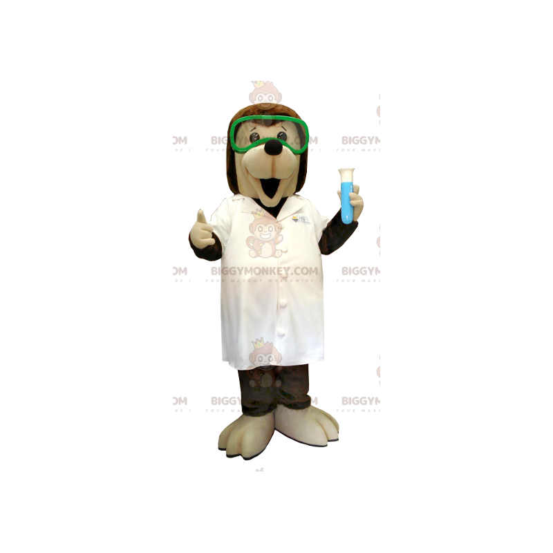BIGGYMONKEY™ Brown and Beige Scientist Dog Mascot Costume in
