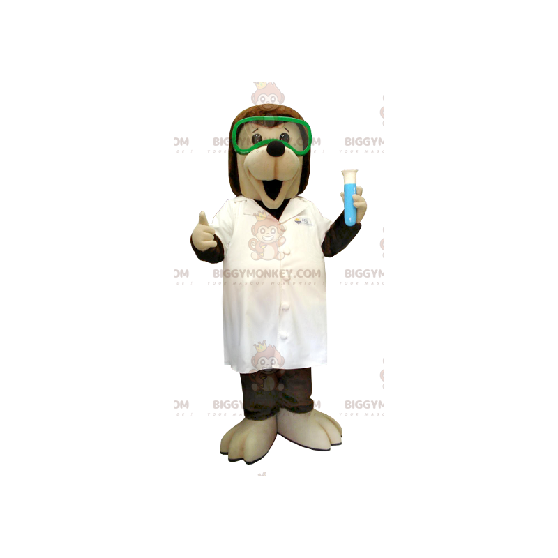 BIGGYMONKEY™ Ruskea ja beige Scientist Dog Mascot -asu