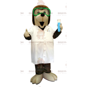 BIGGYMONKEY™ Costume da mascotte cane scienziato marrone e