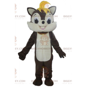 Disfraz de mascota de ardilla blanca y marrón suave y peluda