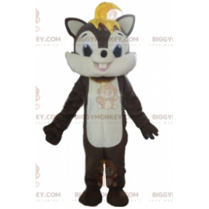 Traje de mascote de esquilo marrom e branco macio e peludo