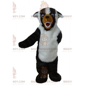Helt behåret sort hvid brun hund BIGGYMONKEY™ maskot kostume -