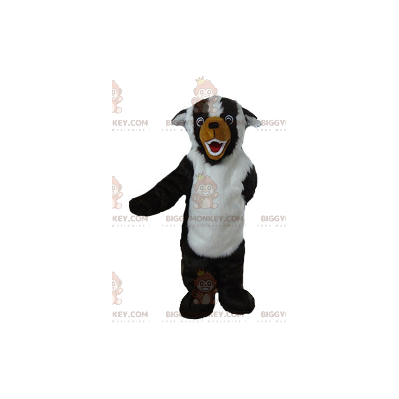 Costume de mascotte BIGGYMONKEY™ de chien noir blanc et marron