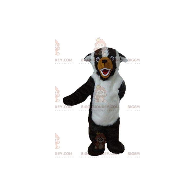 Helt behåret sort hvid brun hund BIGGYMONKEY™ maskot kostume -
