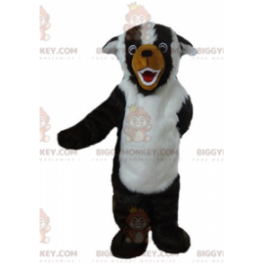Helt hårig svart vit brun hund BIGGYMONKEY™ maskotdräkt -