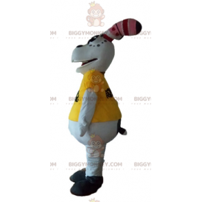 Plump White Rabbit BIGGYMONKEY™ Maskottchen-Kostüm mit gelbem