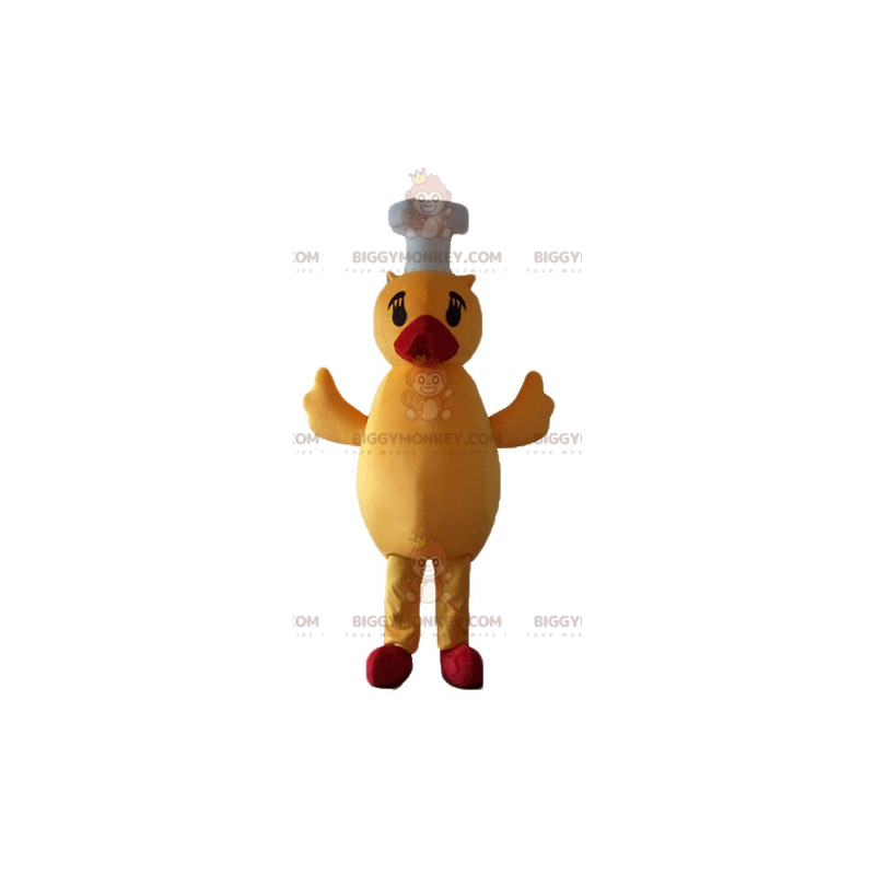 Traje de mascote de pato amarelo e vermelho BIGGYMONKEY™ com