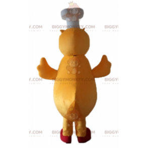 BIGGYMONKEY™ Chick gul og rød andemaskotkostume med kokkehat -