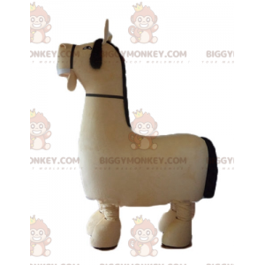 Costume de mascotte BIGGYMONKEY™ de grand cheval beige et