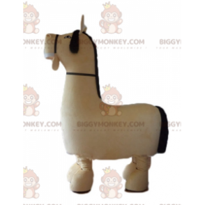 Costume de mascotte BIGGYMONKEY™ de grand cheval beige et