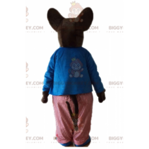 Traje de mascote de rato marrom gordo BIGGYMONKEY™ com roupa