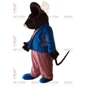 Traje de mascote de rato marrom gordo BIGGYMONKEY™ com roupa