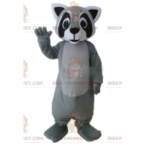 Realistic Black and White Gray Raccoon BIGGYMONKEY™ Mascot