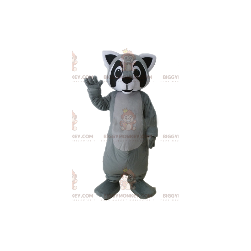 Realistic Black and White Gray Raccoon BIGGYMONKEY™ Mascot