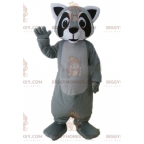 Disfraz de mascota BIGGYMONKEY™ de mapache gris blanco y negro