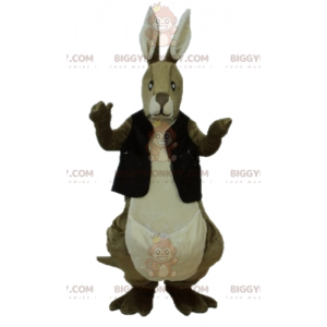 Costume de mascotte BIGGYMONKEY™ de kangourou marron et blanc
