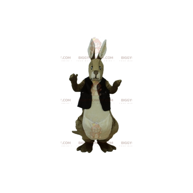 BIGGYMONKEY™ Costume da mascotte Canguro marrone e bianco con