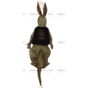 BIGGYMONKEY™ Maskottchen-Kostüm Braun-weißes Känguru mit